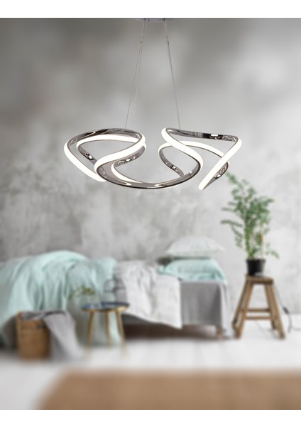 TT307-40-KR Tt Aydınlatma Helezon Modeli Krom Kaplama LED Avize