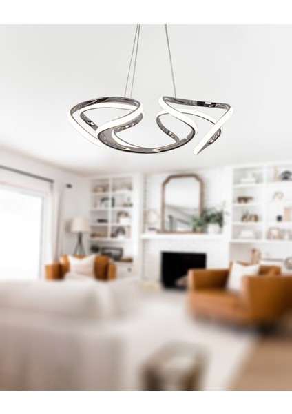 TT307-40-KR Tt Aydınlatma Helezon Modeli Krom Kaplama LED Avize