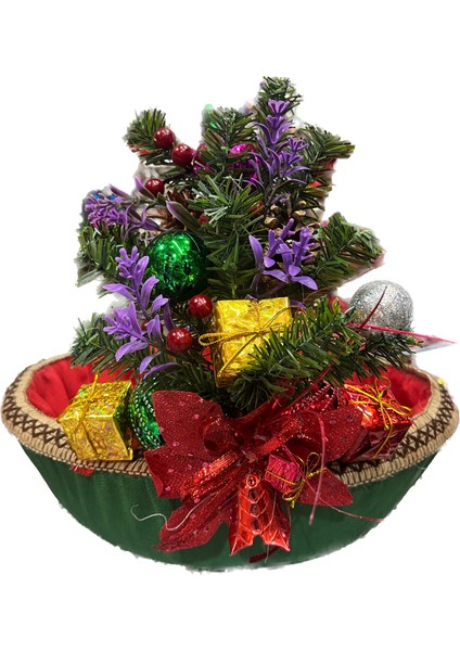 Lüks Büyük Yılbaşı Çam Süslü Sepet Noel Sepeti Yılbaşı Sepeti Hediye Sepeti 45 cm