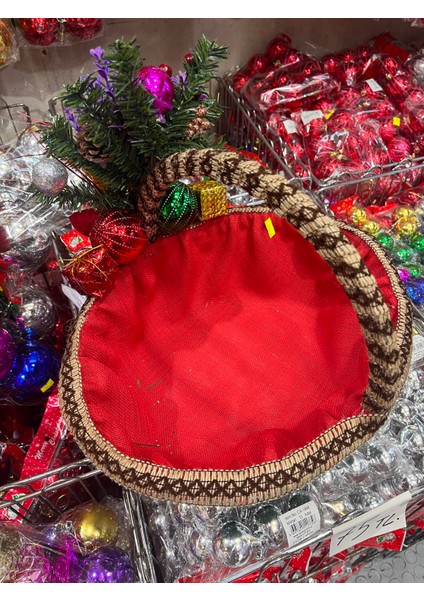 Lüks Büyük Yılbaşı Çam Süslü Sepet Noel Sepeti Yılbaşı Sepeti Hediye Sepeti 45 cm