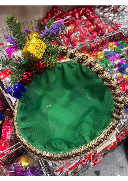 Lüks Büyük Yılbaşı Çam Süslü Sepet Noel Sepeti Yılbaşı Sepeti Hediye Sepeti 45 cm