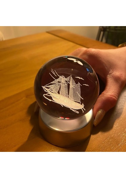 Dekoratif Işıklı Gemi 3D Cam Küre fırsatları