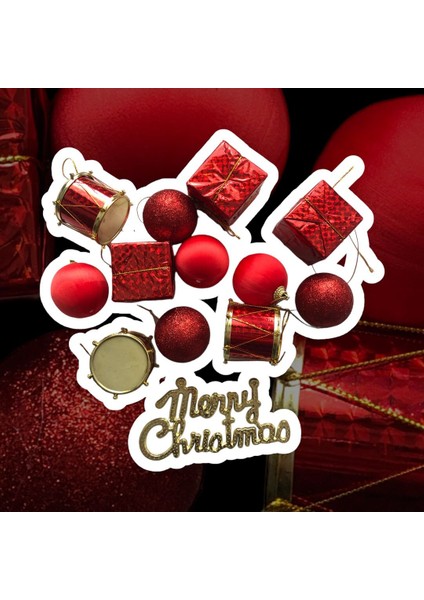 Noel Seti Asılı Yılbaşı Çam Ağacı Süsü Karışık Kırmızı Yılbaşı Ağacı Süsleme Noel Ağaç Süsleri 12 Li fiyatları