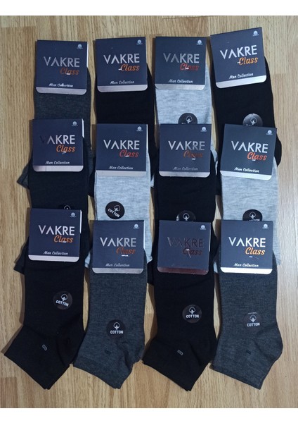 Vakre Marka 12'li Erkek Pamuklu Patik Çorap