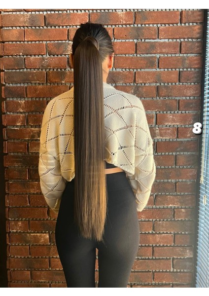 Bağlamalı Düz At Kuyruğu - Açık Kahve