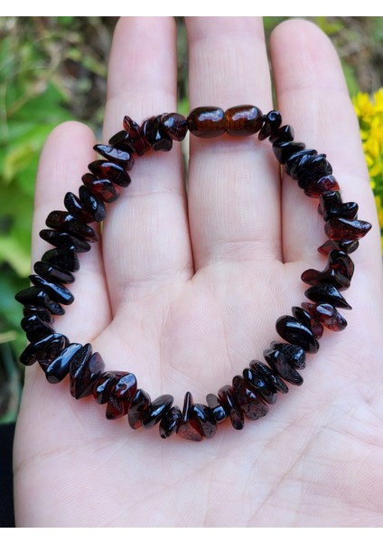 Damla Kehribar Iri Taneler Vişne Erkek Bileklik 20 cm