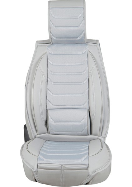 Fiat Egea Cross Uyumlu Lüks Yarı Deri Oto Koltuk Kılıfı Ön/arka Set (Roma) Gri
