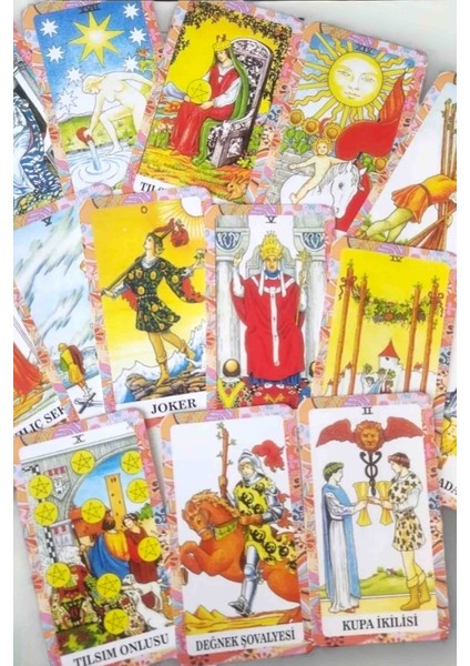 Klasik Tarot Destesi Rider Waite Renkli Turuncu