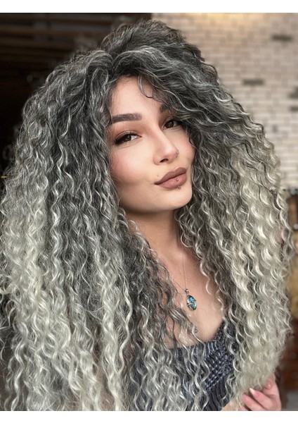 Siyah Platin Afro Peruk El Yapımı