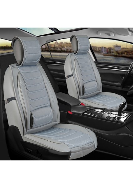 seat Cordoba Uyumlu Lüks Yarı Deri Oto Koltuk Kılıfı Ön/arka Set (Roma) Gri