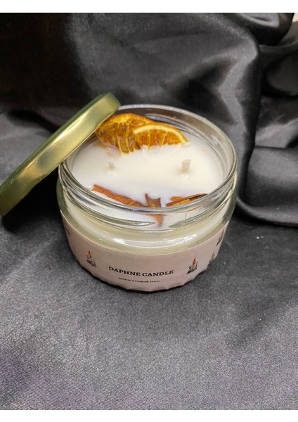 Hediyelik ve Dekoratif Kavanoz Da Portakal ve Tarçınlı Soya Mum (%100 Vegan Candles)