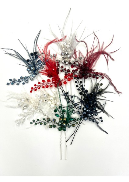 Tüylü Renkli Boncuklu Filkete Saç Aksesuarı modelleri