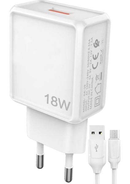 Realme C20 Şarj Aleti Micro USB 18W 3.0A Hızlı Şarj