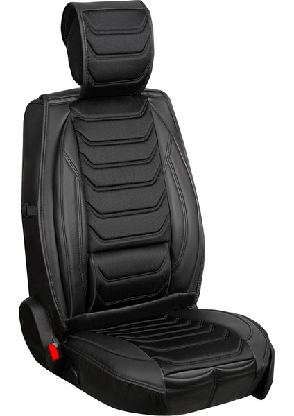 Nissan Qashqai Uyumlu Lüks Yarı Deri Oto Koltuk Kılıfı Ön/arka Set (Roma) Siyah