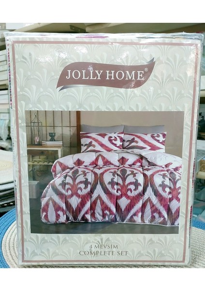 Jolly Home 4 Mevsim Çift Kişilik Kapitoneli Nevresim Takımı-Arya Fuşya