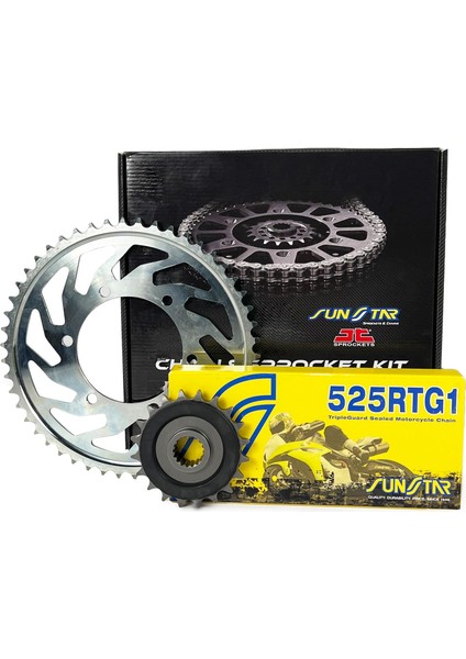 Zincir Dişli Seti Bmw F 800 R (800 Cc) (2009-2014) / Zincir : 525RTG1 (GOLD)-120 / Dişli: Jt (20T) - (47T)