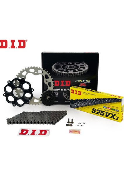 Dıd Zincir Dişli Seti Ducatı Monster 1100 Abs (1100 Cc) (2010-2011) / Zincir : DID-525VX3 (ÇELIK)-104 / Dişli: Sunstar (15T) - Jt (39T)