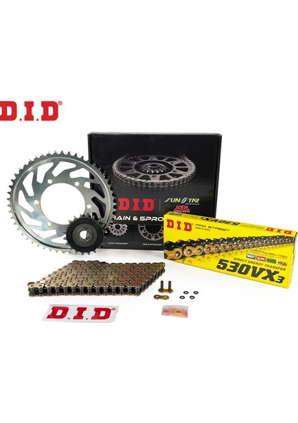 Dıd Zincir Dişli Seti Yamaha Fz6 Fazer S2 (600 Cc) (2007-2009) / Zincir : DID-530VX3 (GOLD)-118 / Dişli: Jt (16T) - Sunstar (46T)