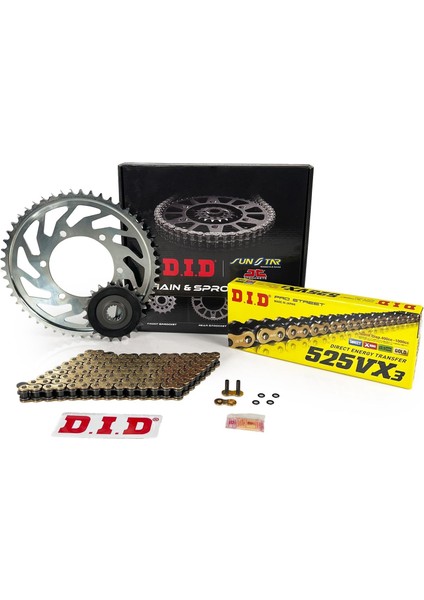 Dıd Zincir Dişli Seti Bmw F 800 R (800 Cc) (2009-2014) / Zincir : DID-525VX3 (GOLD)-120 / Dişli: Jt (20T) - Sunstar (47T)