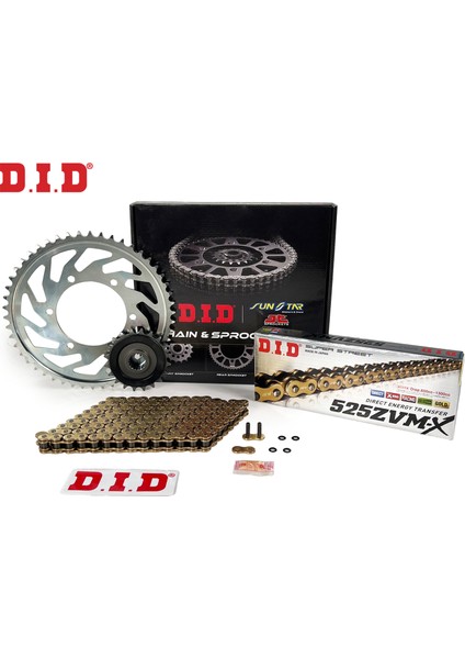 Dıd Zincir Dişli Seti Trıumph Thruxton (865 Cc) (2007-2015) / Zincir : DID-525ZVM-X (GOLD)-104 / Dişli: Jt (18T-43T)