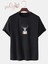 Geyik Adam Tasarımlı Oversize Bol Kalıp Siyah Tshirt 1