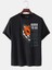 Born To Be Free / Özgür Olmak Için Doğmuş Yazılı Kaplan Baskılı Oversize Bol Kalıp Siyah Tshirt 1