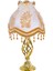 Ekru Kadife Kaplı Fransız Dantel Süsleme Vintage Abajur Gold Kaplama Metal Ayak 30X50CM AB0766 1
