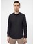 Slim Fit Klasik Yaka Düz Siyah Erkek Gömlek GM1007100548 4