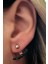 Siyah oniks taşlı gümüş rose earcuff cift küpe 1