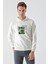 Erkek Beyaz Trend Kapüşonlu Sweat-Shirt 1