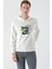 Erkek Beyaz Trend Kapüşonlu Sweat-Shirt 3