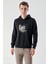 Erkek Siyah Trend Kapüşonlu Sweat-Shirt 1