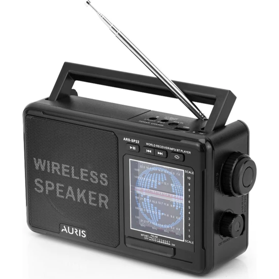 Auris SP22 Retro Nostalji Radyo Bluetooth Hoparlör USB Tf Kart Aux Şarjlı Bataryalı 3'' Kablosuz Speaker