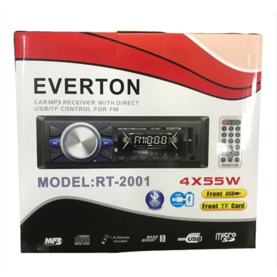 Everton RT-2001 Çift Usb'li Usb-Sd-Fm-Aux- Bluetooth Oto Teyp 4X55 Watt