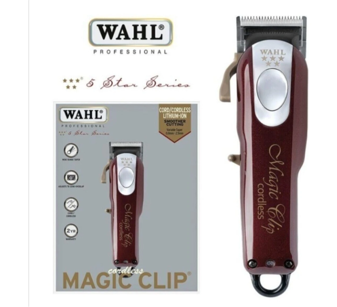 Resim Wahl Magıc Clıp Şarjlı Tıraş Makinesi Bordo Renkli Kablosuz Kullanım Özelliğiyle 