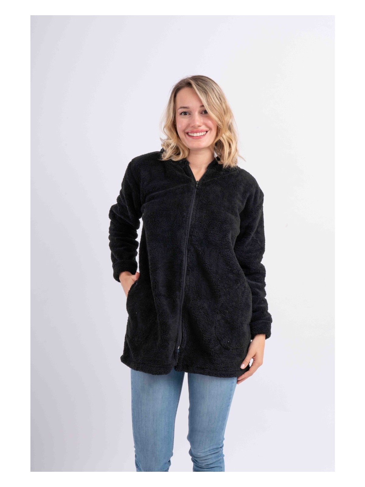 Sweet's Collection Uzun Tunik Wellsoft Peluş Kadın Tesettür Ceket - Görsel 7