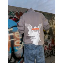 Henry Tower Erkek  Kapüşonlu Oversize Unisex Gri Sweatshirt