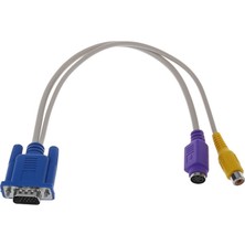 Virox VGA 15 Pin Erkek  / 1 Rca Dişi+Mını Dın Dişi 10 cm Kablo (81)