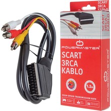 Virox Scart 3 Rca Kablo 1.2 Metre 7 mm Siyah * Scart Tos Kablo Kutulu (81)