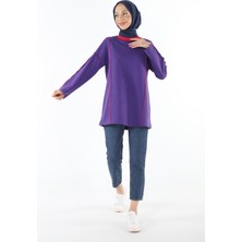2229_Şardonlu Karyoka Dikişli Basic Tesettür Sweatshirt