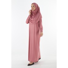 Plistre 2133_Tek Parça Kaymaz Başörtülü Namaz Tesettür Elbise