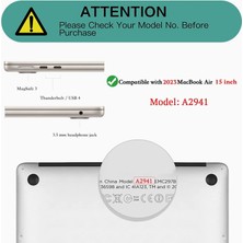 Jingyi MacBook Air 15 Inç Kılıf Için Uyumlu 2023 Sürüm A2941 Için M2 Chip Touch Id Plastik Sert Kılıf (Yurt Dışından)