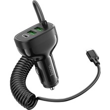 Kamardey NZ11A 30W 2 Usb+ Type-C Girişli iPhone Kablolu Araç Çakmaklık Şarj Aleti