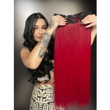 Peruk Market Düz Yarım Ay + 2 Yan Çıt Çıt - Kızıl