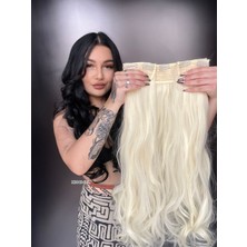 Peruk Market Dalgalı Yarım Ay + 2 Yan Çıt Çıt - Platin