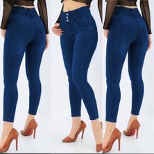 Stock Mount Yüksek Bel Likralı Jean Pantolon 90 cm