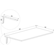 Suba Home Subahome Beyaz Duvara Monte Masa Mutfak Masası Katlanır Masa Çalışma Masası Yemek Masası 80X44