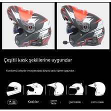 Qıchu Motosiklet Ekranlı Kulaklık Tam Kask Aralığı Kablosuz Su Geçirmez Kulaklık (Yurt Dışından)