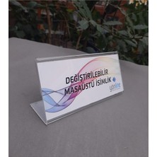 Yönline 15x7 cm Şeffaf Değiştirilebilir Masaüstü Isimlik