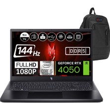 Acer Nitro V15 ANV15-51-57XV Intel Core I5 13420H Ddr5 16GB 512GB SSD RTX4050-6GB Freedos 15.6" 144HZ Fhd Taşınabilir Bilgisayar NHQNBEYF01  + Zetta Çanta